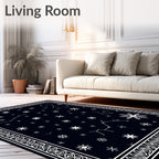Midnight Celestial Snowflake Constellations Rug