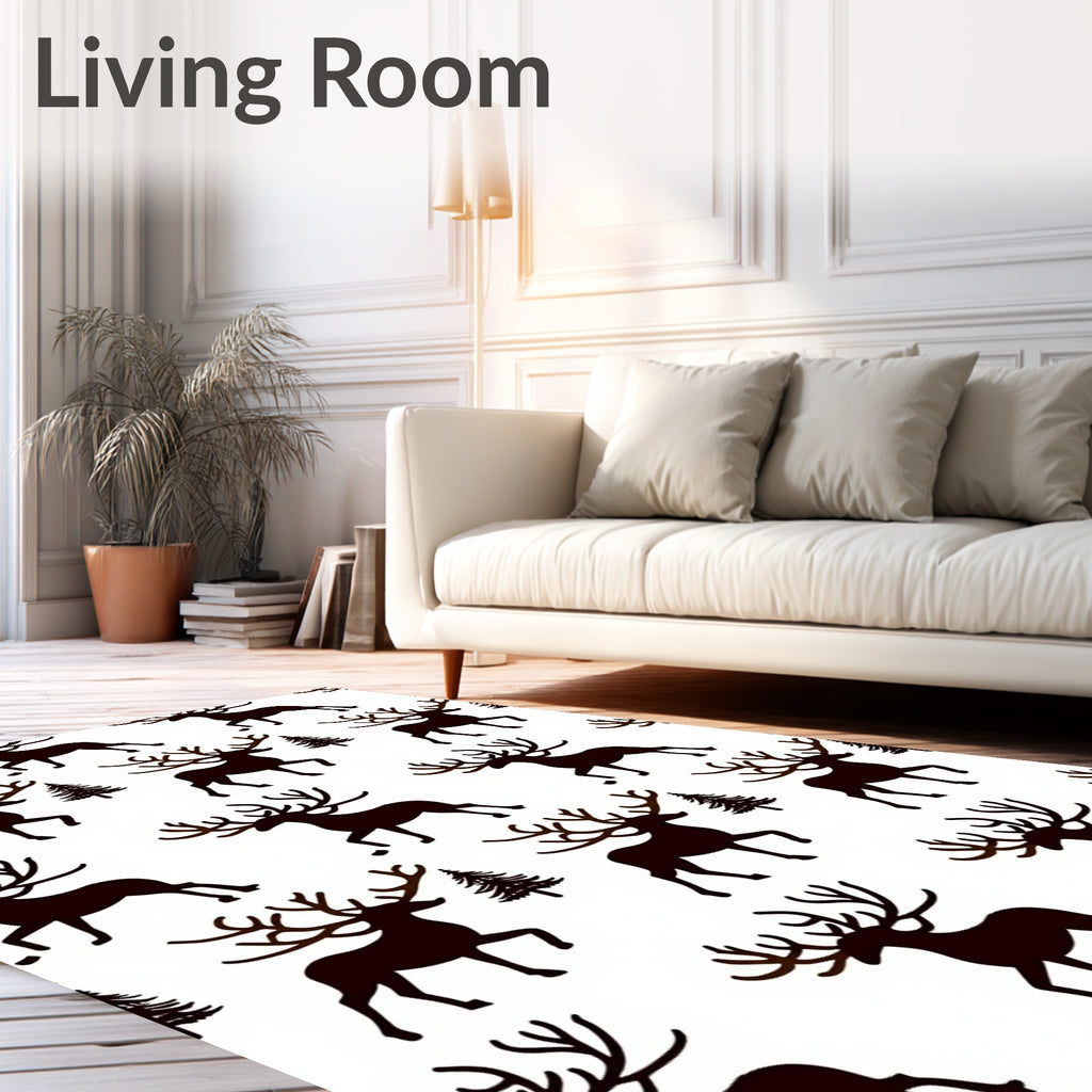 Dark Stag Forest Woodland Repeat Rug