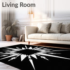 Bold White Sunburst Square Rug