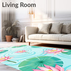 Pink Lotus Water Lily Pond Rug