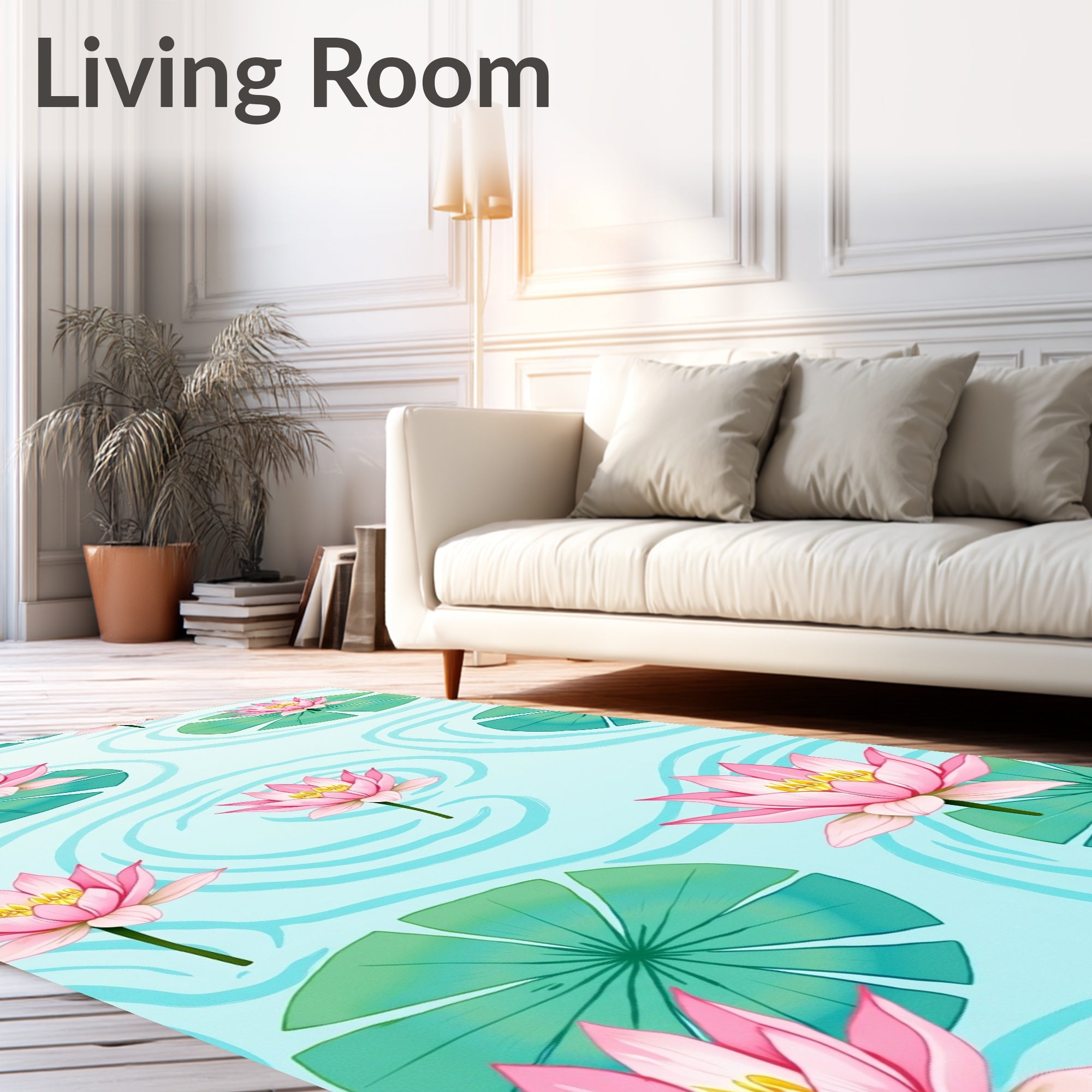 Pink Lotus Water Lily Pond Rug