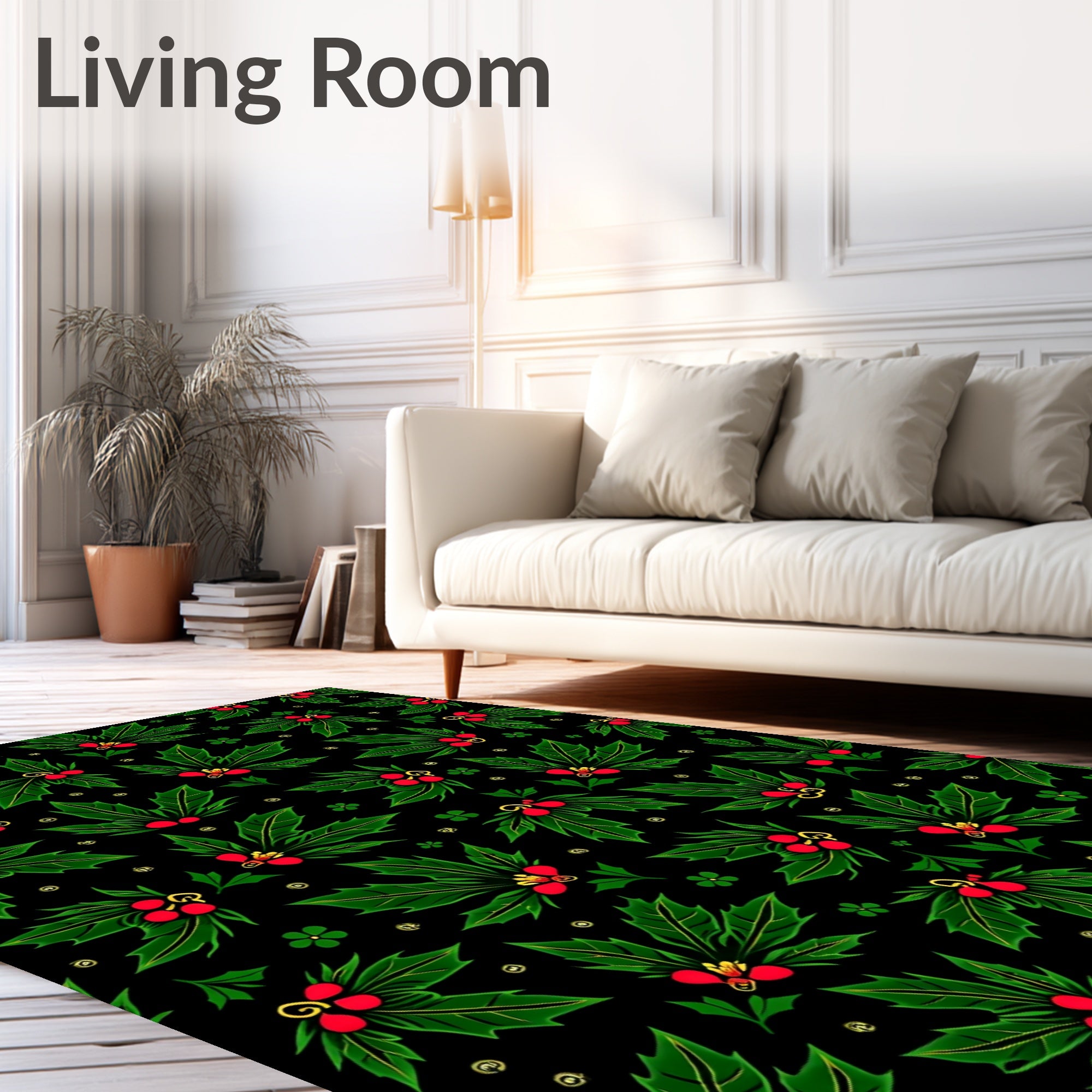 Christmas Holly Berry Garland Rug