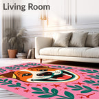 Joyful Pink Dog Garland Flora Rug