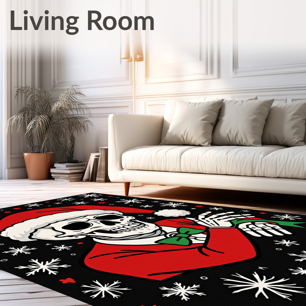 Festive Skeleton Snowflakes Holiday Rug