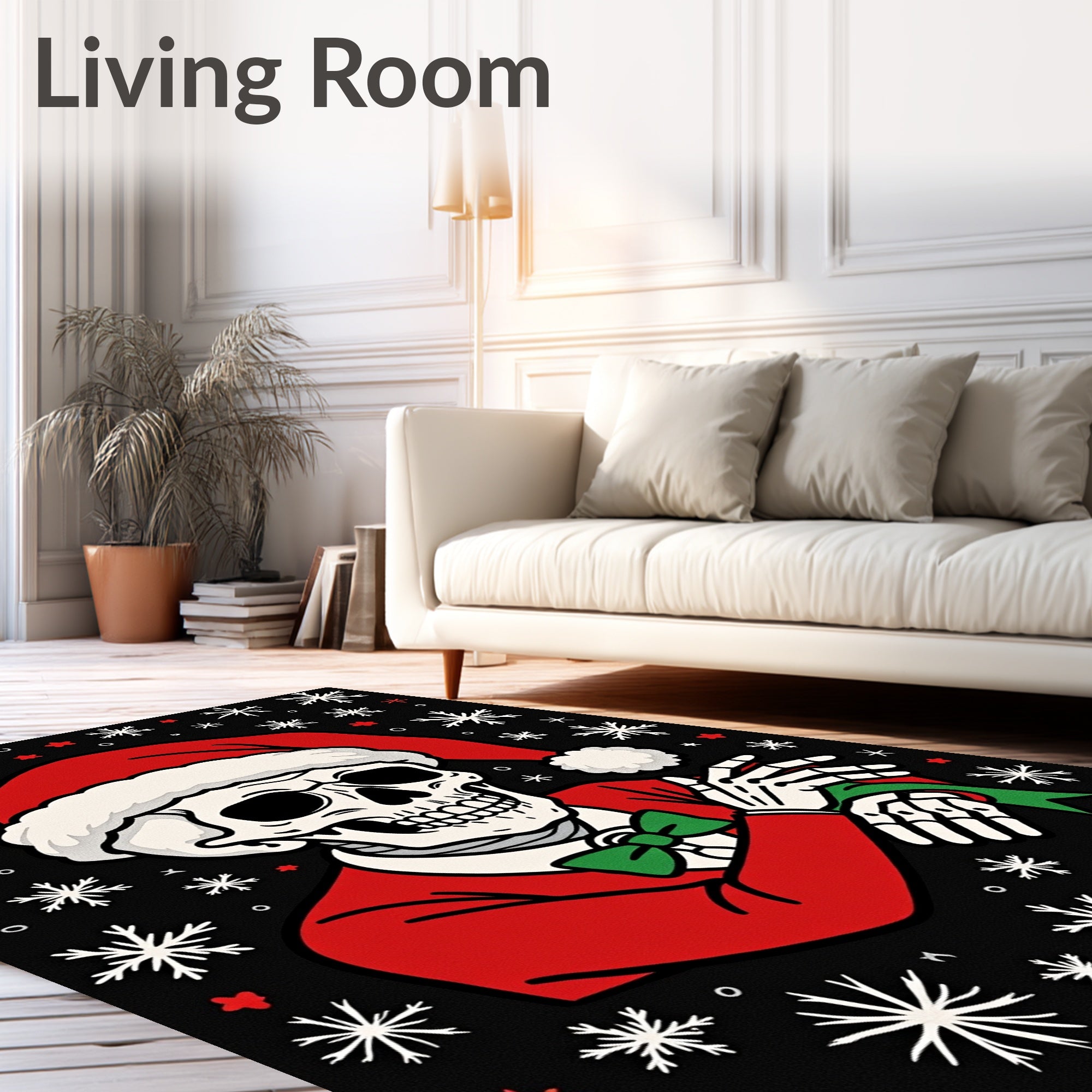 Festive Skeleton Snowflakes Holiday Rug