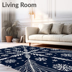 Deep Blue Winter Snowflake Medallion Rug