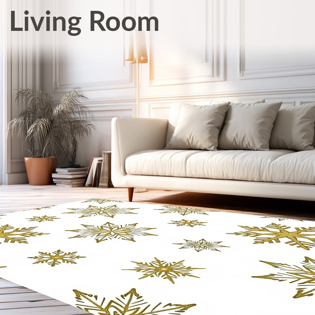 Golden Glitter Snowflake Medallion Rug