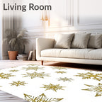 Golden Glitter Snowflake Medallion Rug
