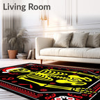 Yellow Skeleton Christmas Black Rug