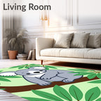 Cute Koala In Eucalyptus Leaves Rug