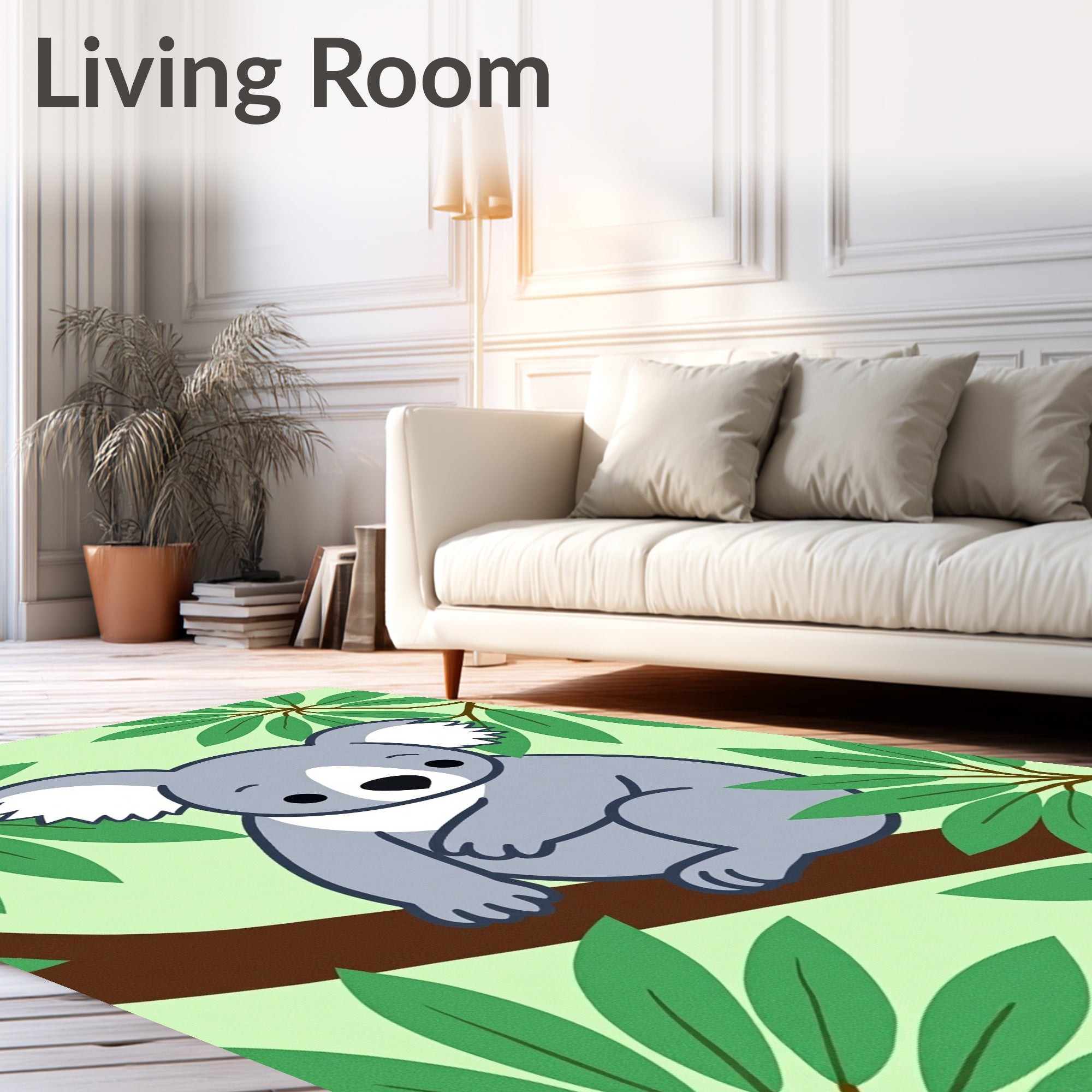 Cute Koala In Eucalyptus Leaves Rug