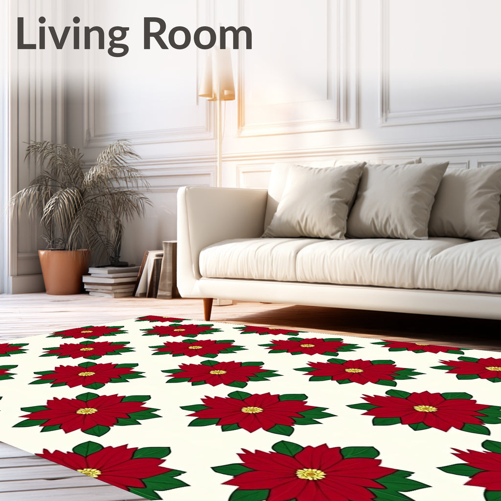 Classic Red Poinsettia Garden Repeat Rug