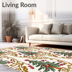 Vintage Red Green Christmas Tree Frame Rug