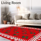 Festive Red Holly Berry Cluster Rug