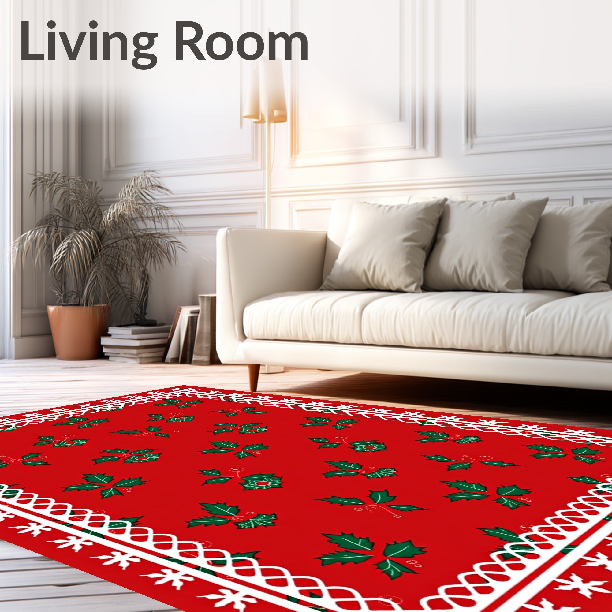 Festive Red Holly Berry Cluster Rug