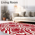 Crimson Floral Damask Medallion Rug
