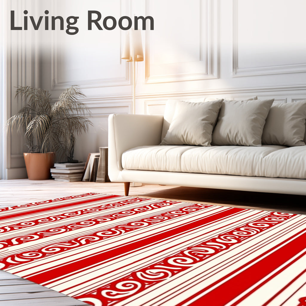 Crimson Swirl Stripes Rug