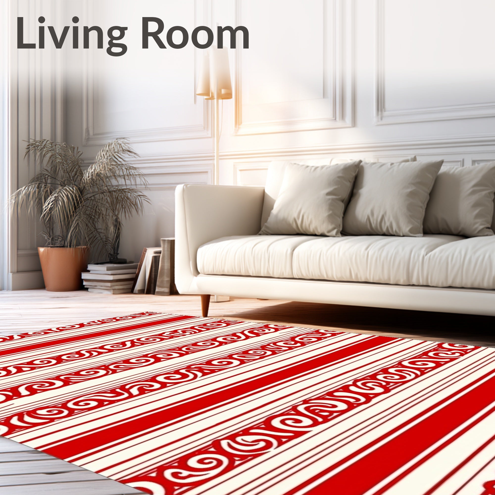 Crimson Swirl Stripes Rug