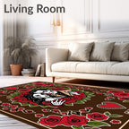 Dark Red Rose Couple Romantic Portrait Rug
