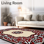 Crimson Skull Gothic Floral Border Rug