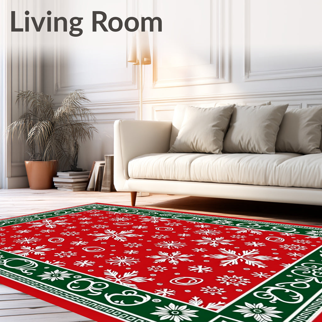 Holiday Snowflake Forest Border Rug