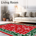 Holiday Snowflake Forest Border Rug