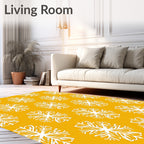 Golden White Snowflake Medallion Rug