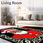 Festive Black Santa Portrait Frame Rug