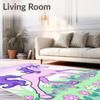 Pink Unicorn Amongst Pink Flowers Rug