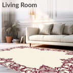 Ornate Floral Vine Border Rug