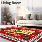 Charming Yellow Cat Christmas Floral Rug