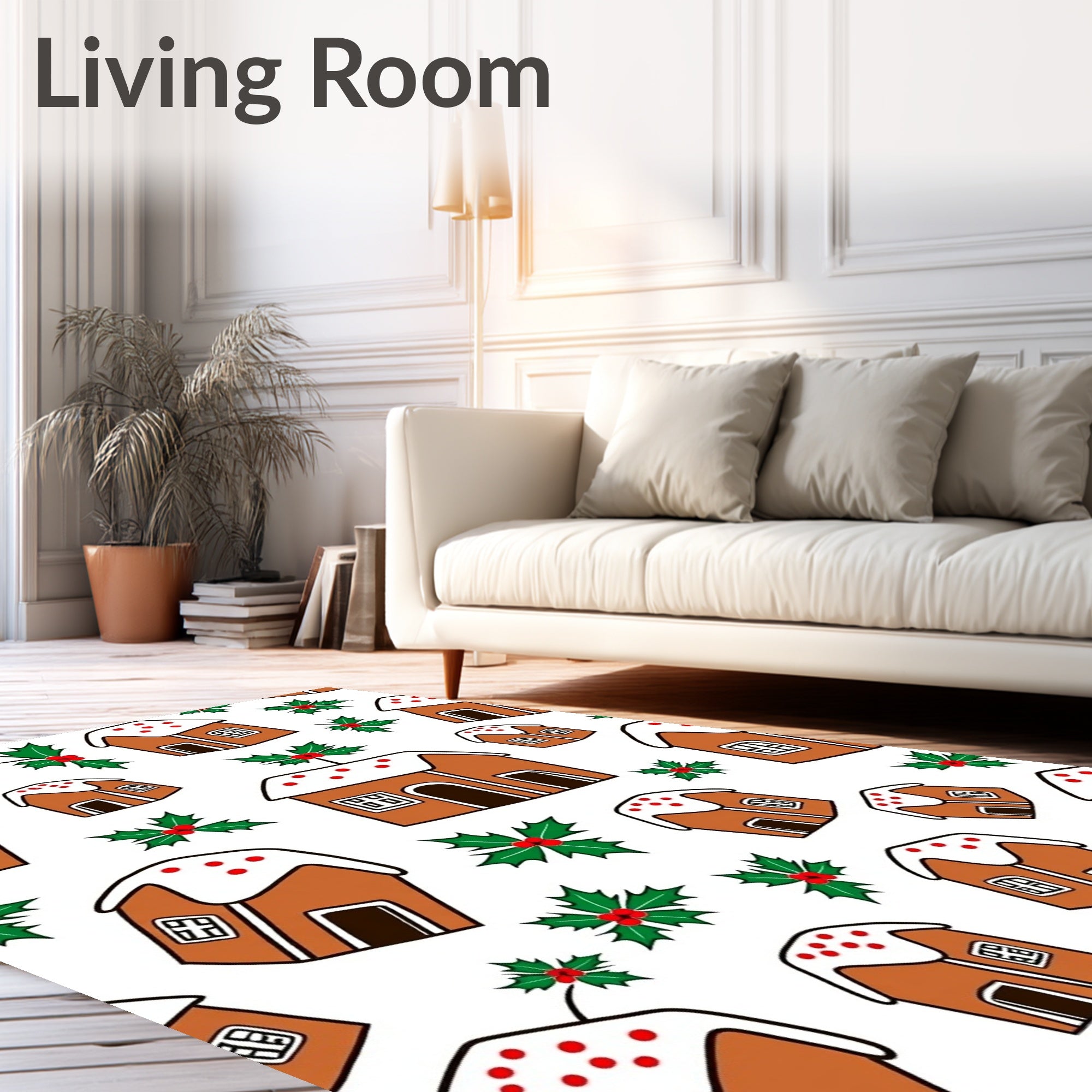 Gingerbread Houses Holly Scatter Print Rug