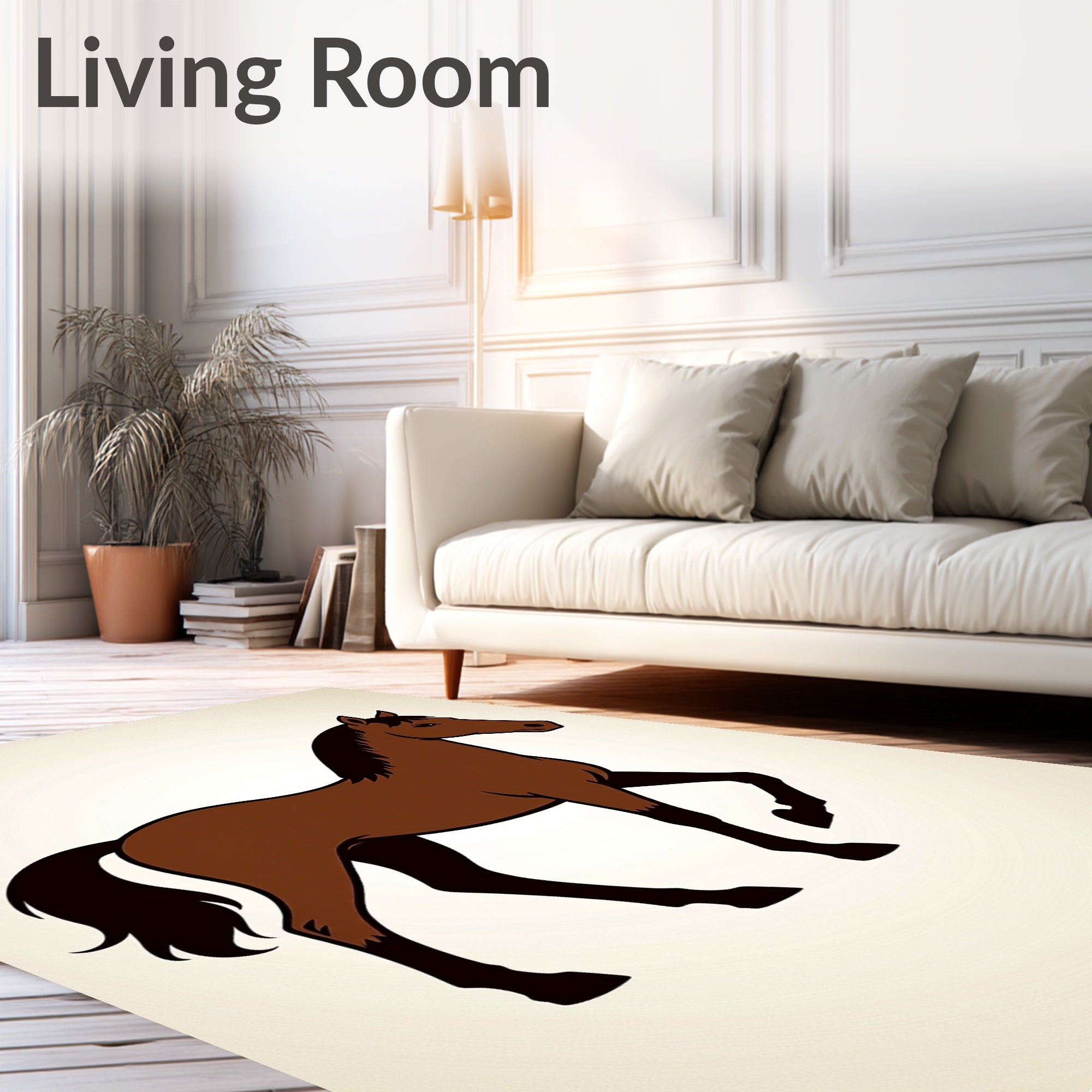 Brown Horse Silhouette Illustration Rug