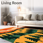 Vibrant Orange Forest Sunset Hills Rug