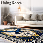 Blue Raven Celestial Starry Oval Frame Rug
