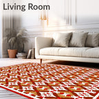Geometric Red Brown Diamond Medallion Rug