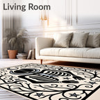 Black Skeleton Crescent Moon Stars Rug