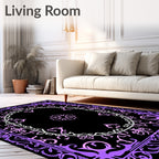 Ornate Lavender Floral Crest Medallion Rug