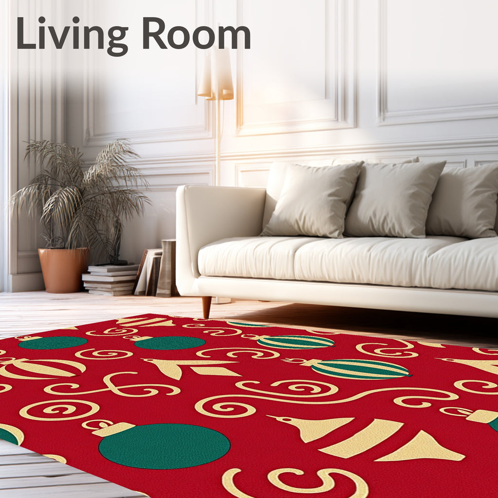 Crimson Gold Teal Ornament Swirls Rug