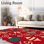 Crimson Gold Teal Ornament Swirls Rug
