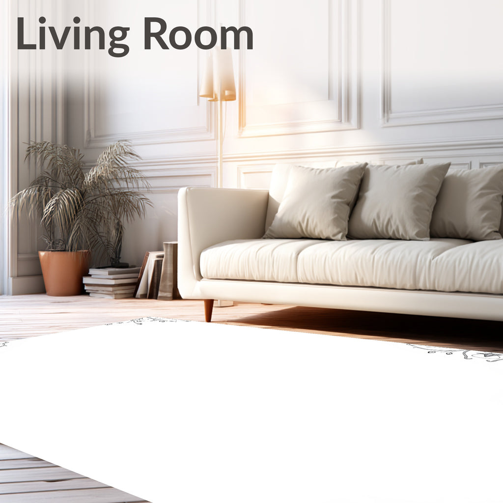 Artistic Floral Vines Border Rug
