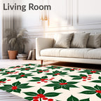 Classic Green Holly Berry Garland Rug