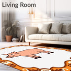 Pink Piglet Floral Border Rug