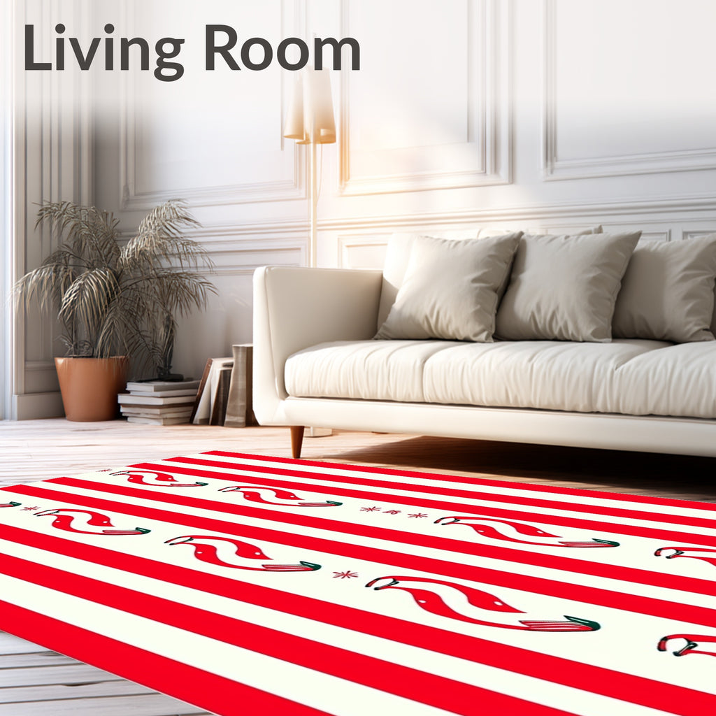 Red And White Candy Cane Stripes Rug