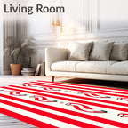 Red And White Candy Cane Stripes Rug