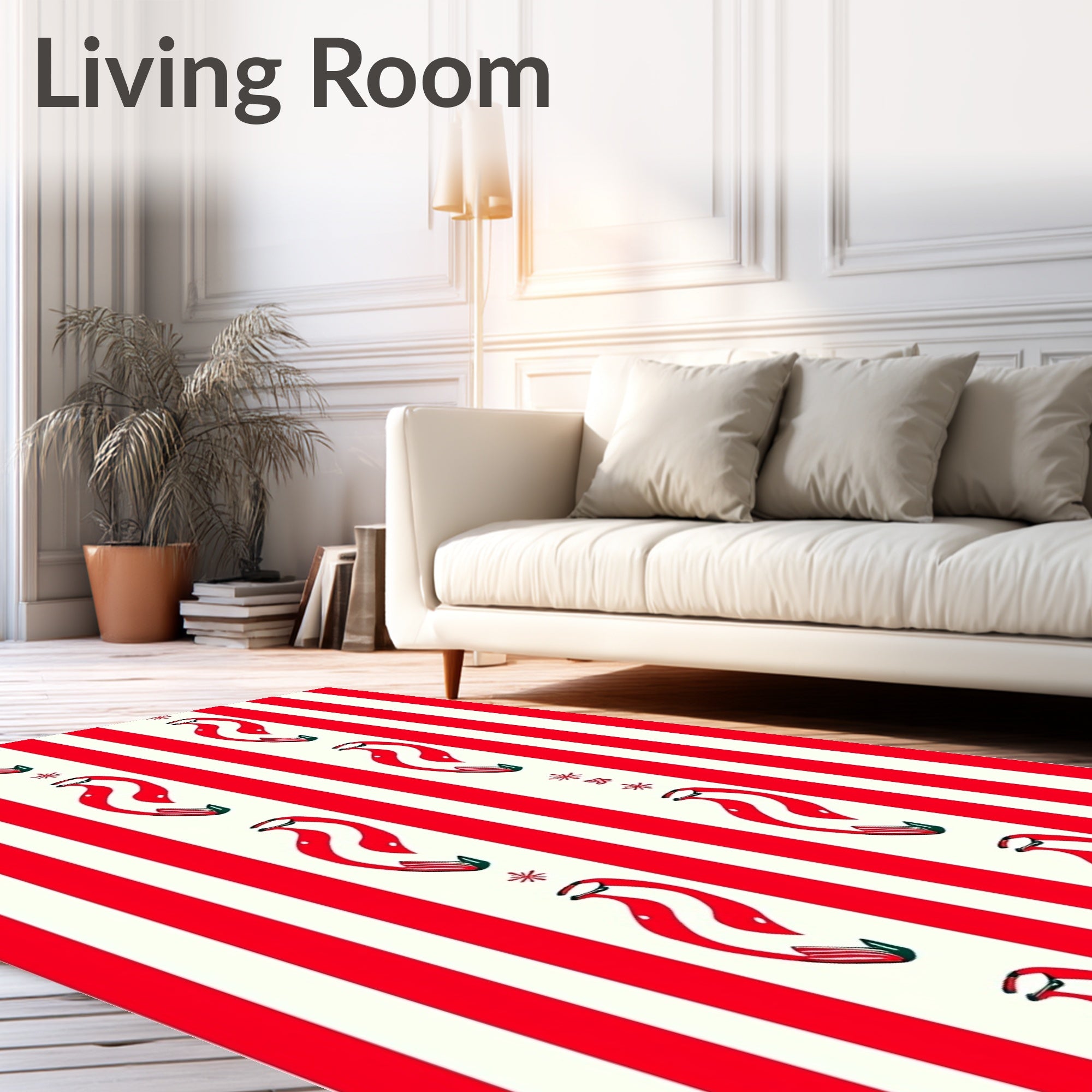 Red And White Candy Cane Stripes Rug