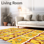 Whimsical Yellow Bee Heart Repeat Rug