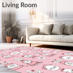 Whimsical Pink Character Garden Rug