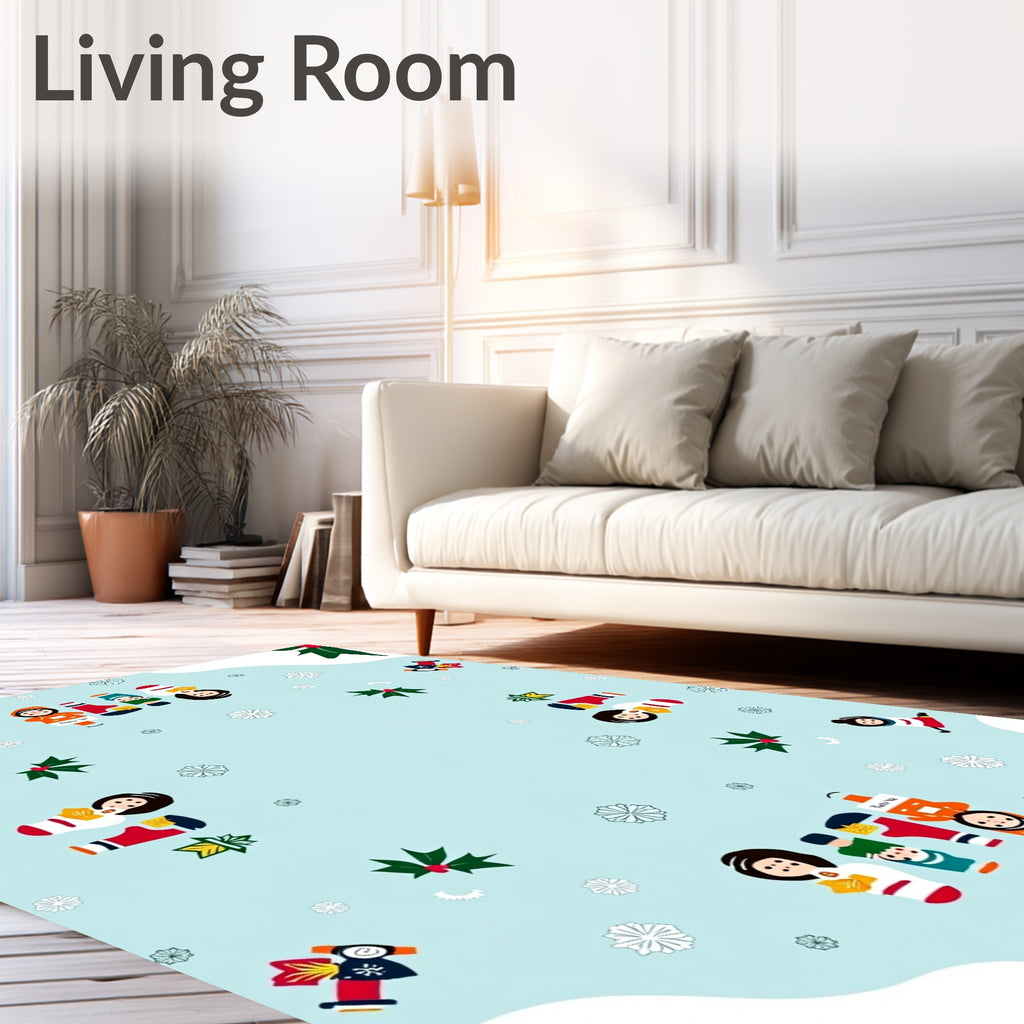 Whimsical Christmas Friends Snowflakes Rug