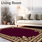 Classic Burgundy Floral Acanthus Border Rug